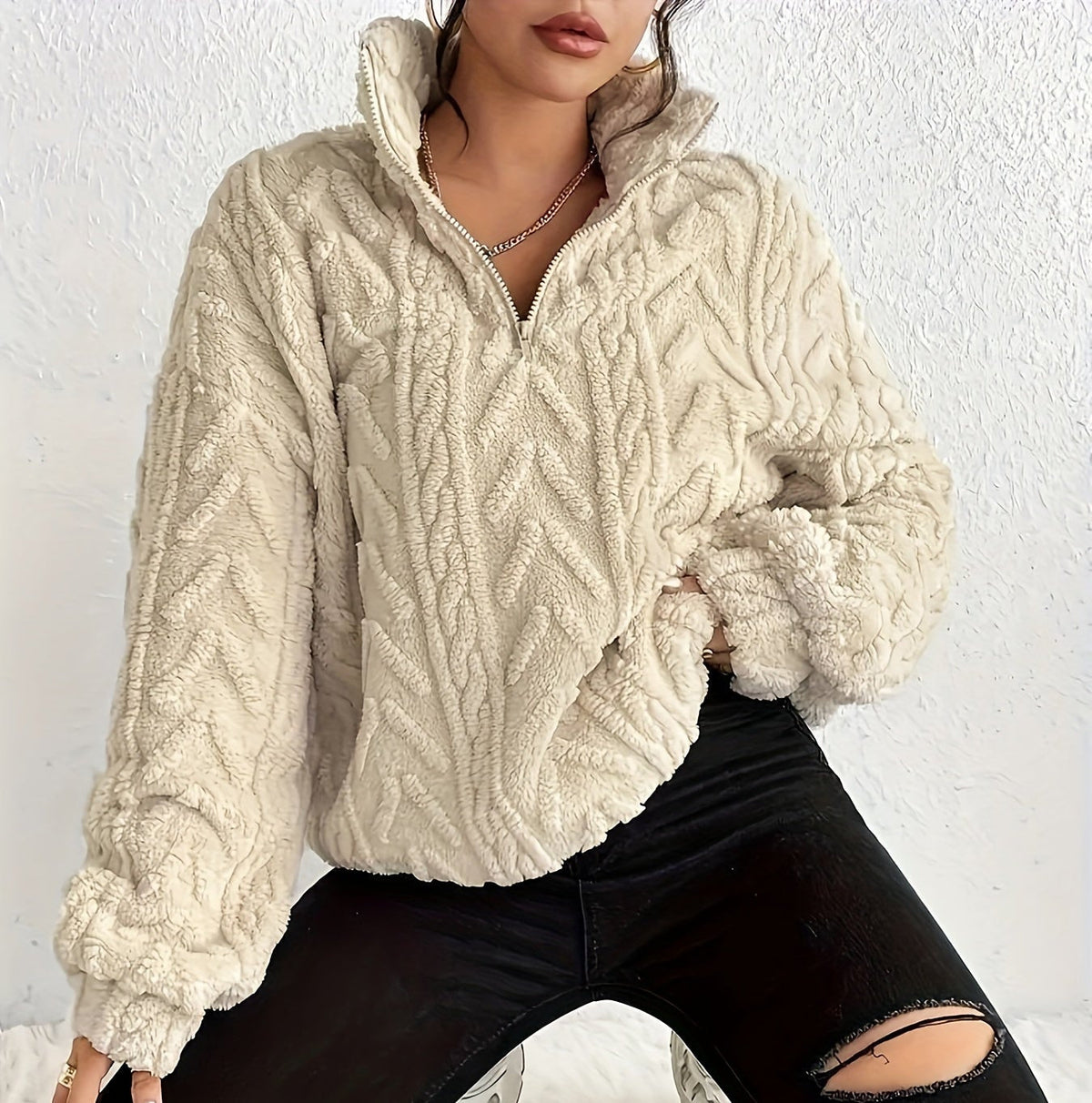 Cadenwyn - Cable-Knit Oversized Sweater Everyday Layering