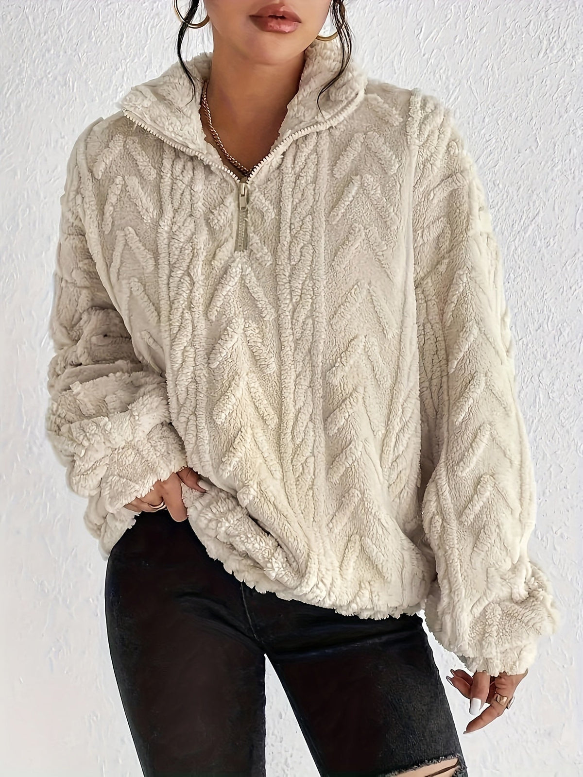 Cadenwyn - Cable-Knit Oversized Sweater Everyday Layering — view 2 of 10