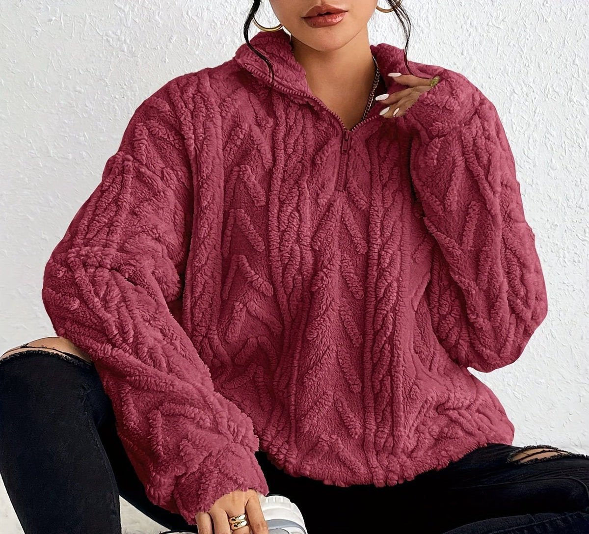 Cadenwyn - Cable-Knit Oversized Sweater Everyday Layering — view 5 of 10