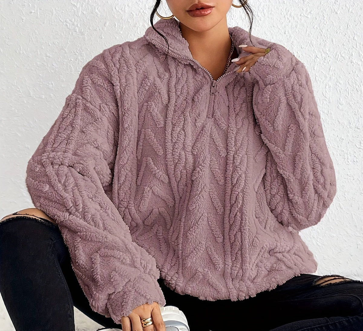Cadenwyn - Cable-Knit Oversized Sweater Everyday Layering — view 6 of 10