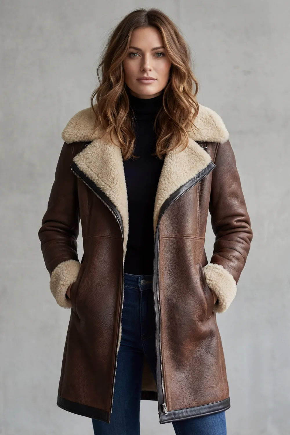 Caldura - Faux Shearling Collar Jacket Cool Weather Layering — view 2 of 6