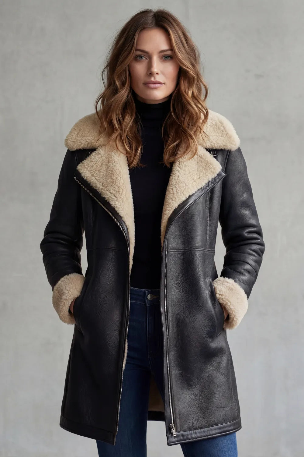 Caldura - Faux Shearling Collar Jacket Cool Weather Layering — view 5 of 6