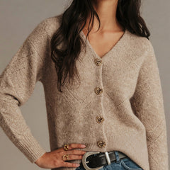 Camelora - Textured Button Knit Cardigan Autumn Layering