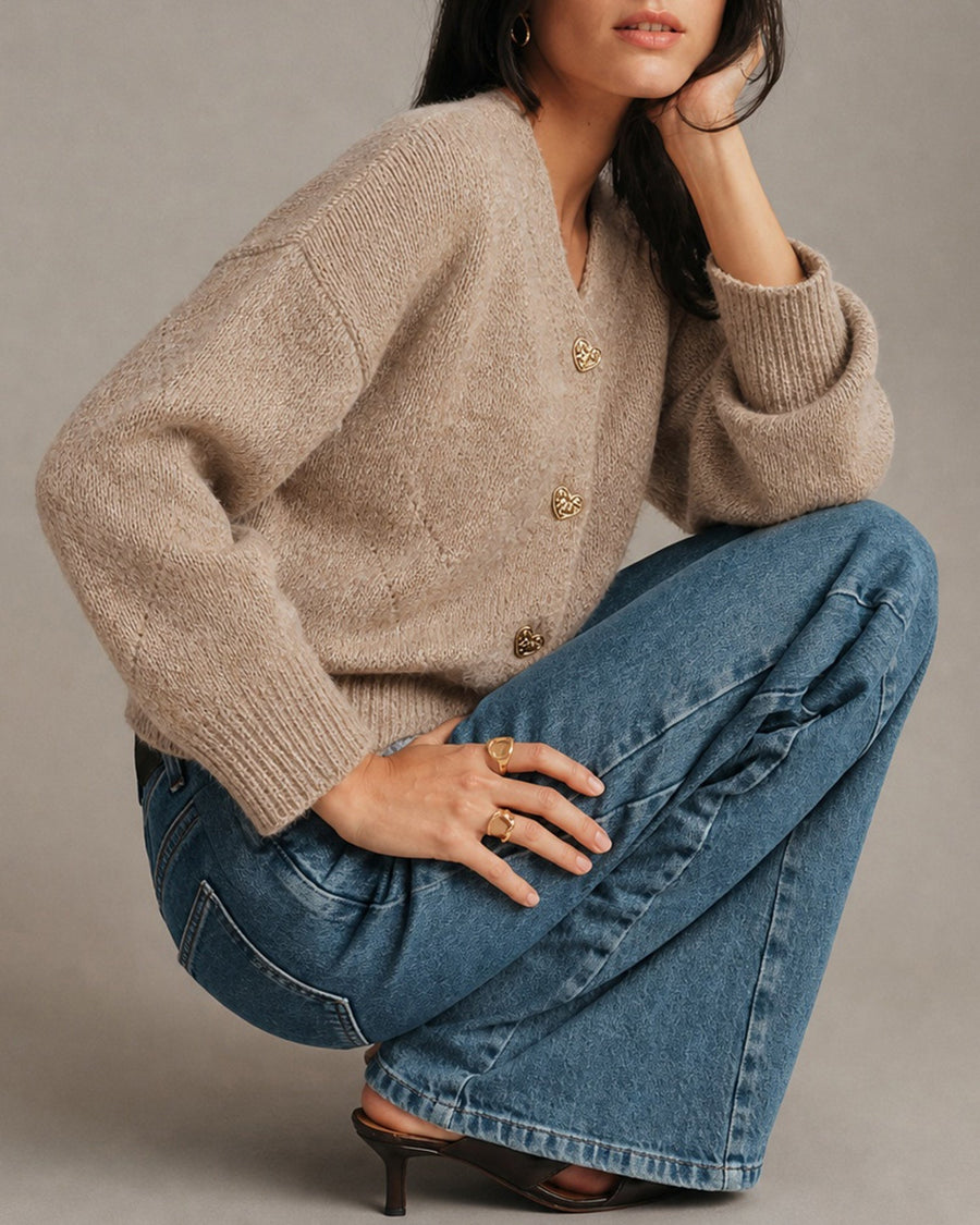 Camelora - Textured Button Knit Cardigan Autumn Layering — view 2 of 5