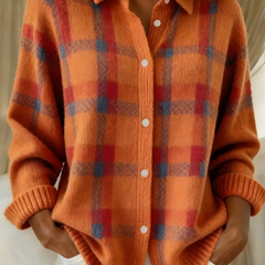 Carrick - Plaid Button Front Knit Cardigan Autumn Layering
