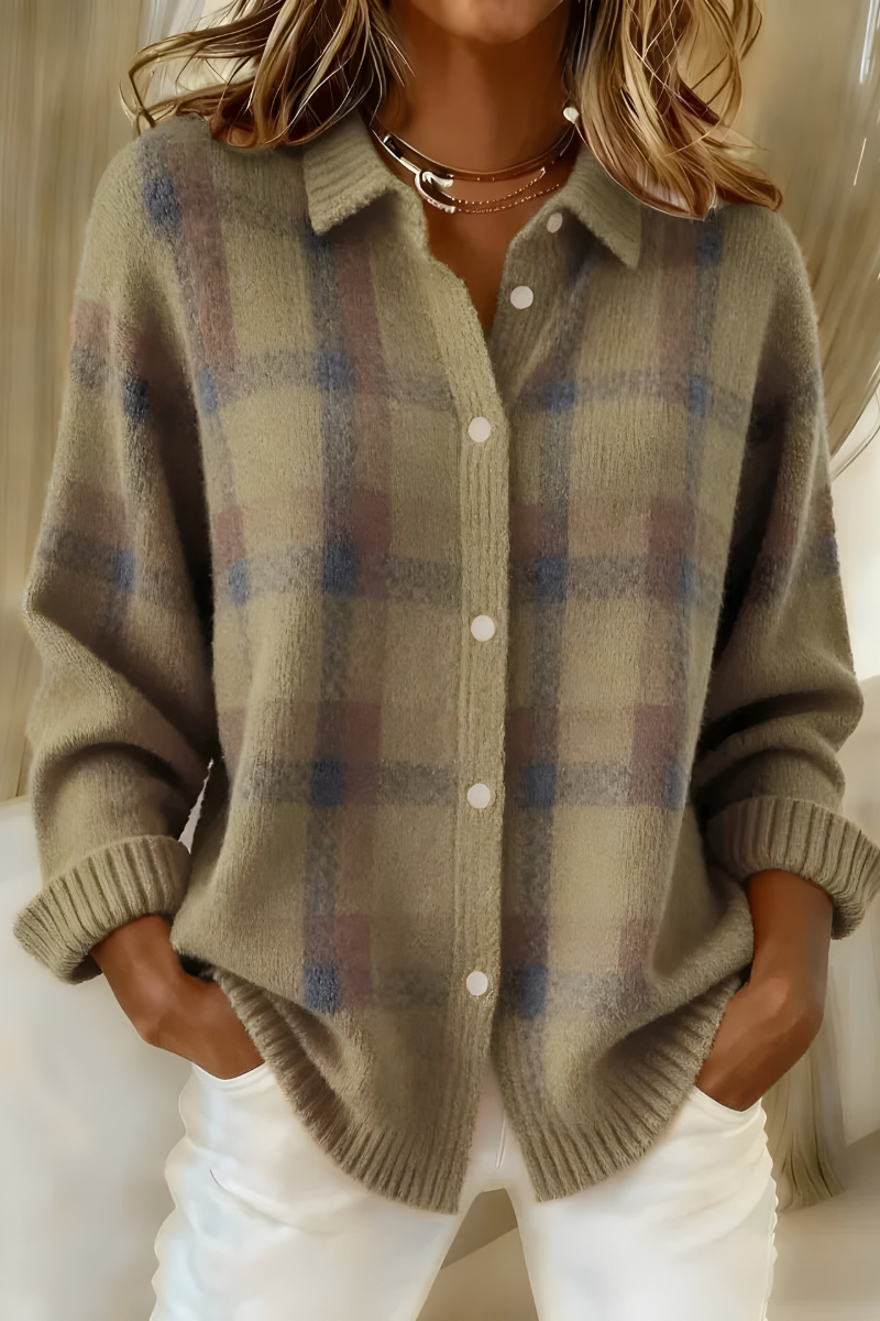 Carrick - Plaid Button Front Knit Cardigan Autumn Layering — view 2 of 4