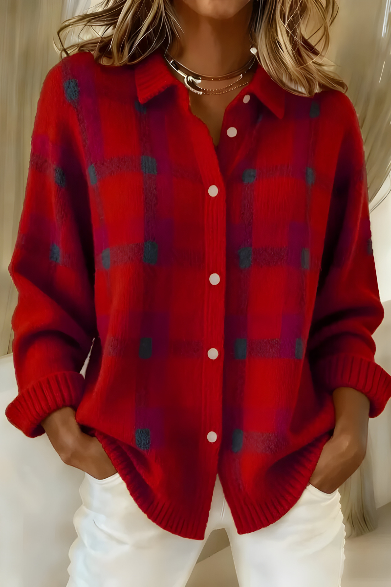 Carrick - Plaid Button Front Knit Cardigan Autumn Layering — view 3 of 4