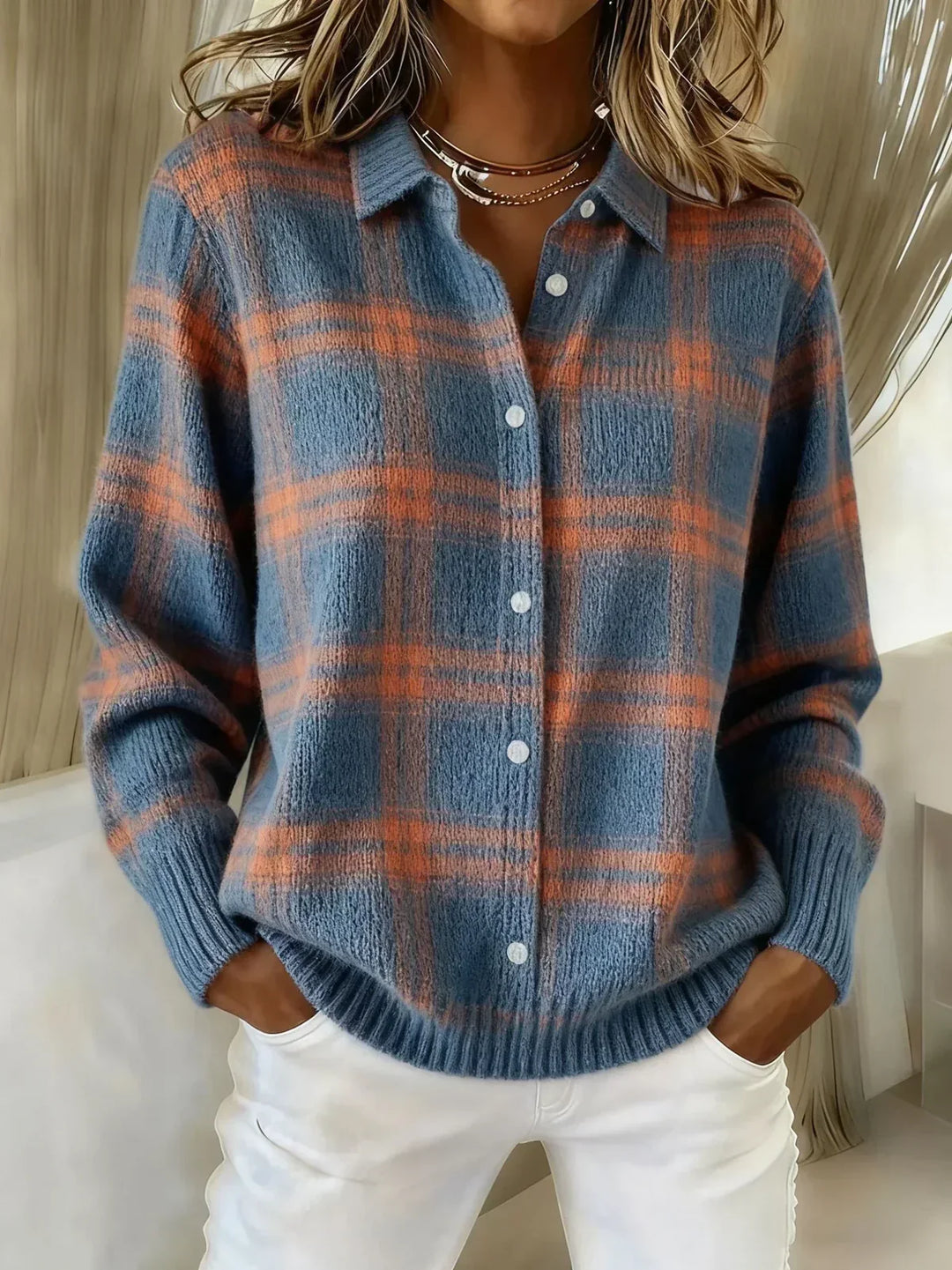 Carrick - Plaid Button Front Knit Cardigan Autumn Layering — view 4 of 4
