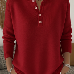 Cassalette - Ribbed Henley Sweater Cool Season Wear