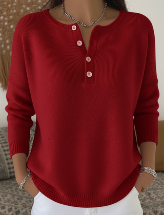 Cassalette - Ribbed Henley Sweater Cool Season Wear