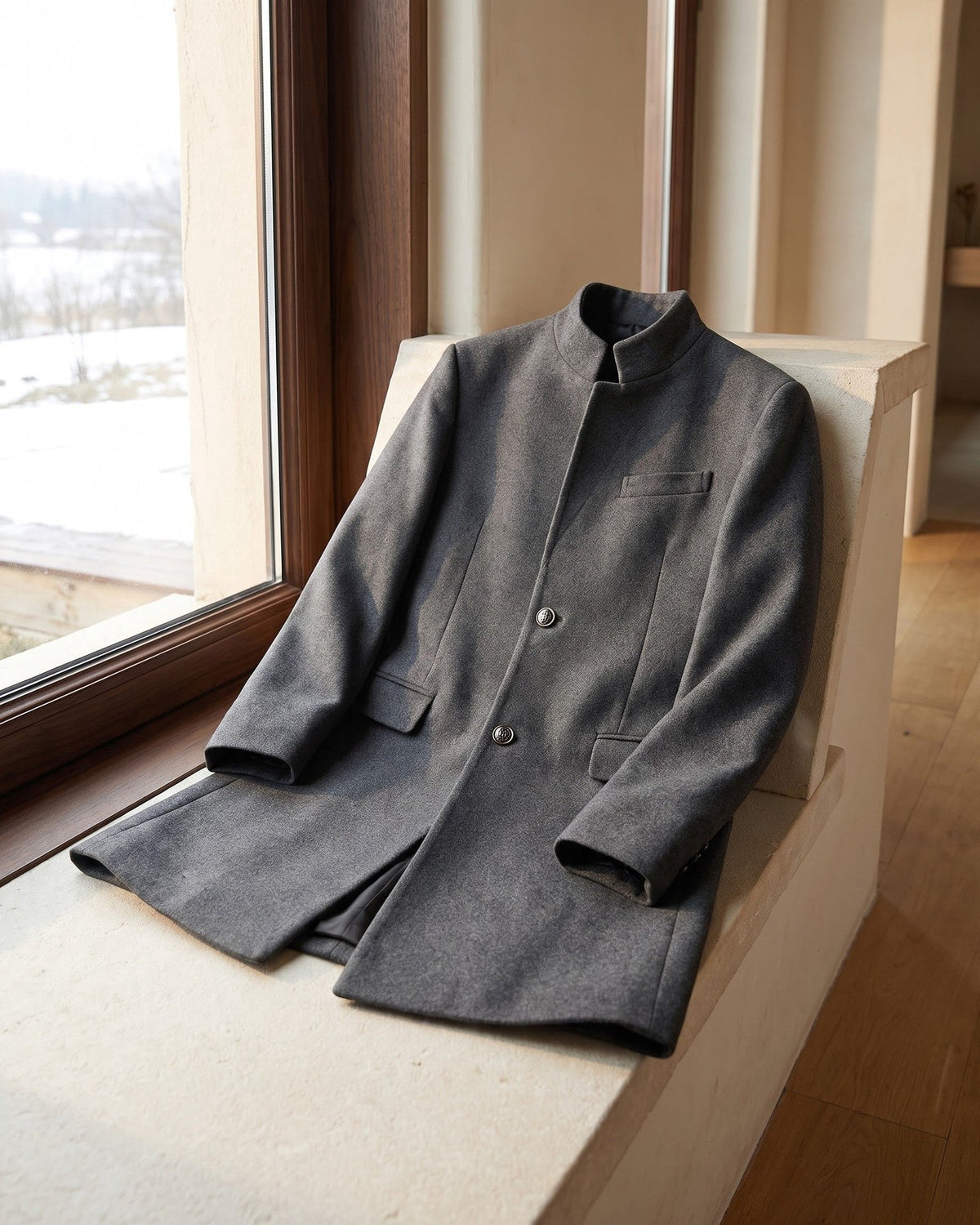 Cassaro - Longline Wool Overcoat Cold Weather Tailoring — view 10 of 10