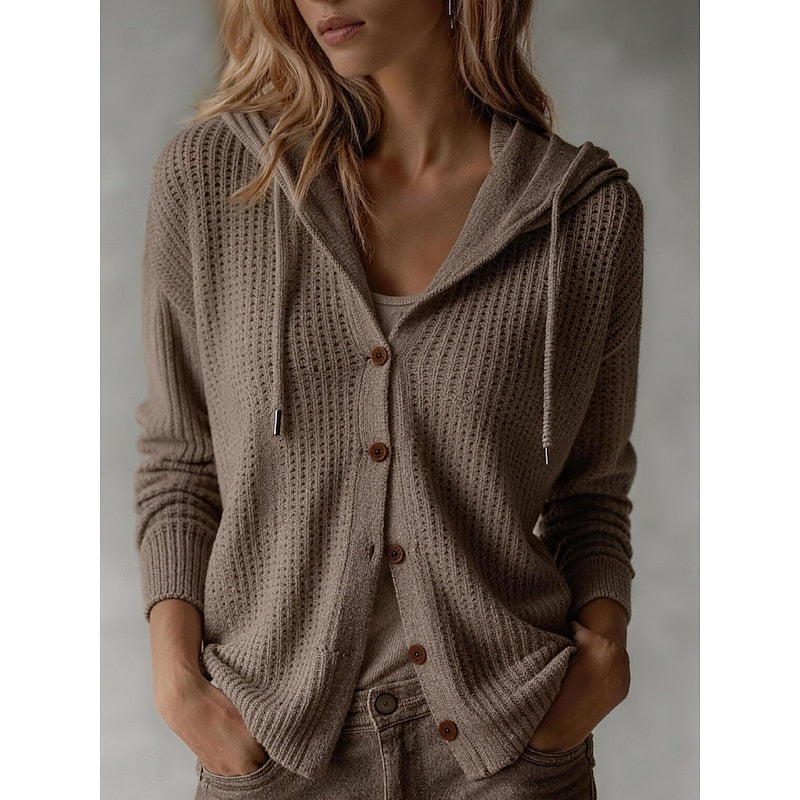 Casselby - Hooded Waffle Texture Knit Layering Piece — view 4 of 5