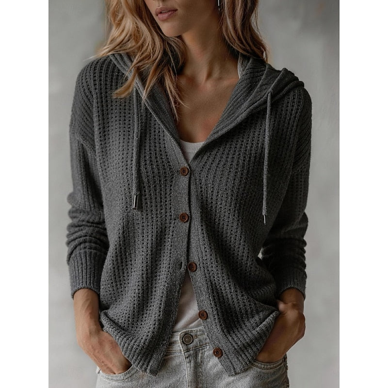 Casselby - Hooded Waffle Texture Knit Layering Piece — view 5 of 5
