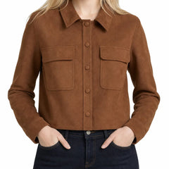 Cassenne - Cropped Button-Front Jacket For Transitional Layering