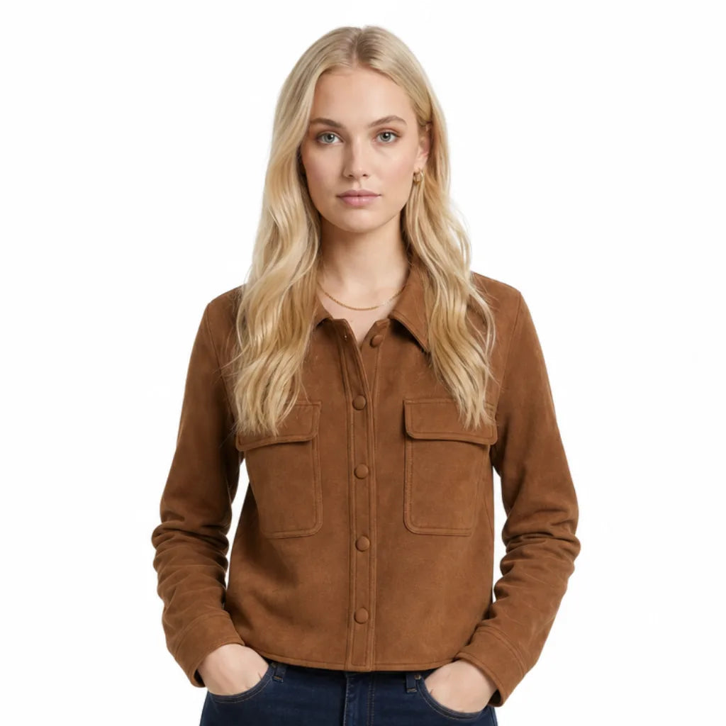 Cassenne - Cropped Button-Front Jacket For Transitional Layering — view 3 of 4
