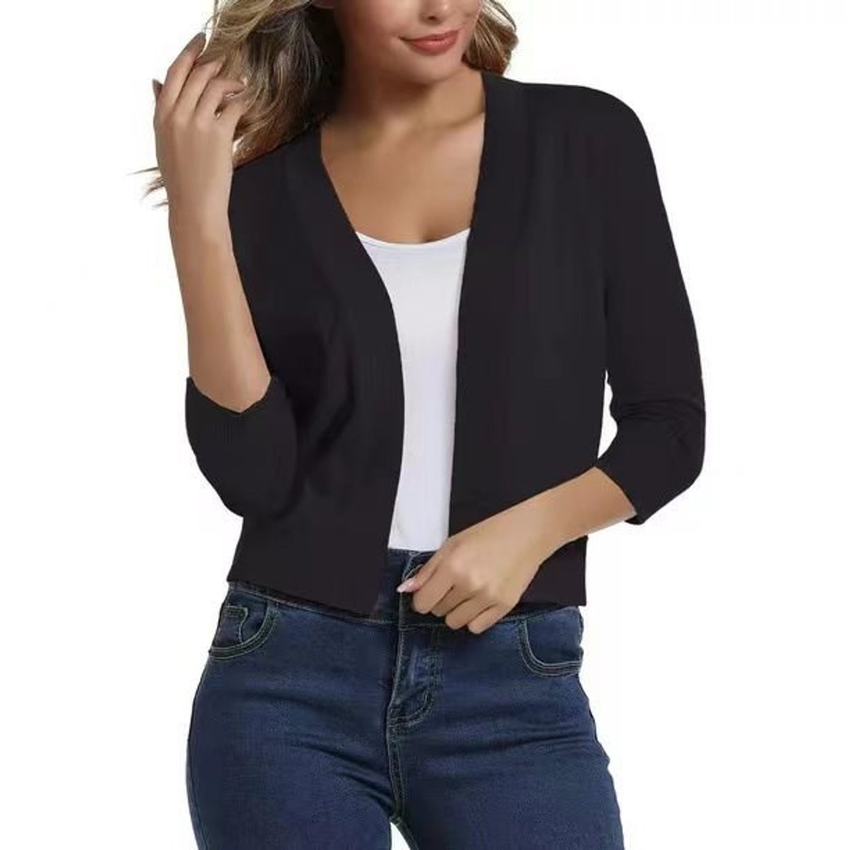 Cerissa - Open Front Cropped Cardigan Everyday Layering — view 3 of 10