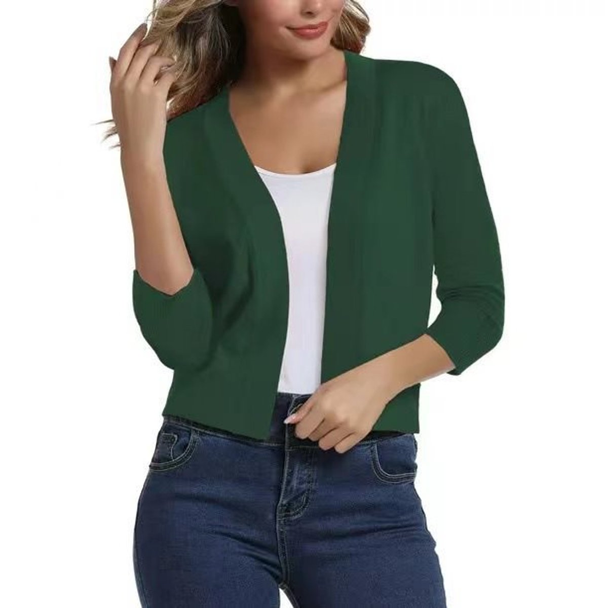 Cerissa - Open Front Cropped Cardigan Everyday Layering — view 5 of 10