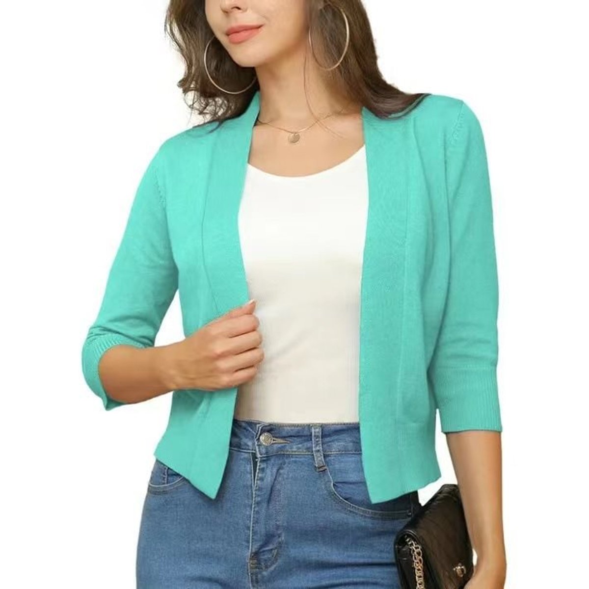 Cerissa - Open Front Cropped Cardigan Everyday Layering — view 7 of 10