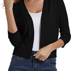 Cerissa - Open Front Cropped Cardigan Everyday Layering — view 8 of 10