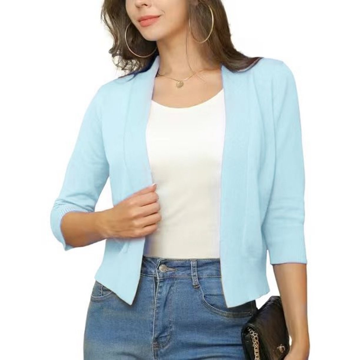 Cerissa - Open Front Cropped Cardigan Everyday Layering — view 9 of 10