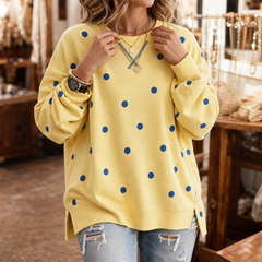 Citrella - Polka Dot Ribbon-Tie Sweatshirt Casual Everyday Wear