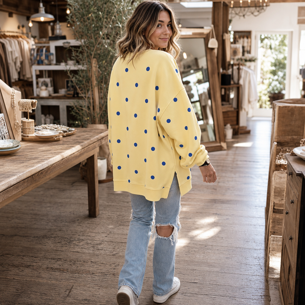 Citrella - Polka Dot Ribbon-Tie Sweatshirt Casual Everyday Wear — view 4 of 10