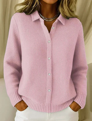 Colletta - Collared Button Front Knit Cardigan Everyday Layering