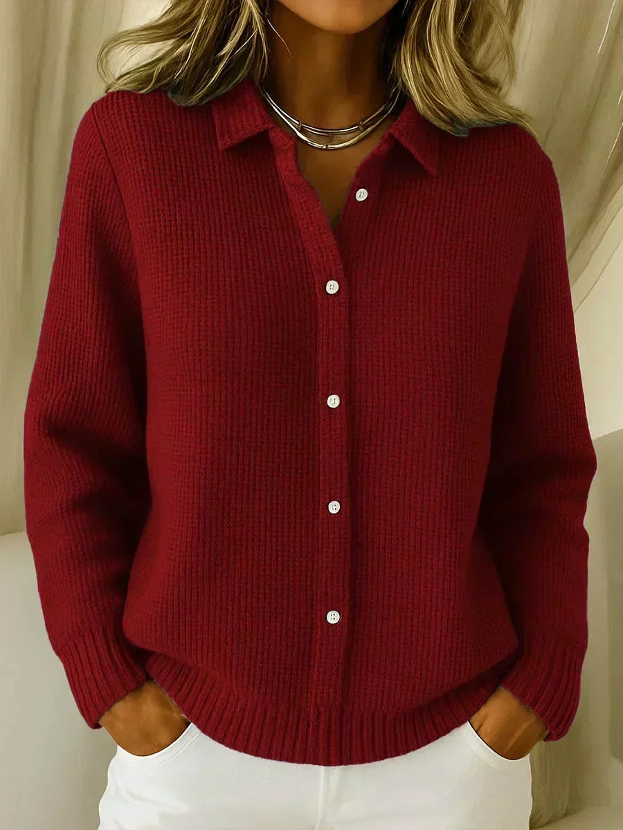 Colletta - Collared Button Front Knit Cardigan Everyday Layering — view 2 of 4