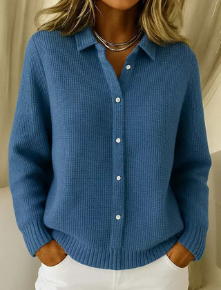 Colletta - Collared Button Front Knit Cardigan Everyday Layering — view 3 of 4