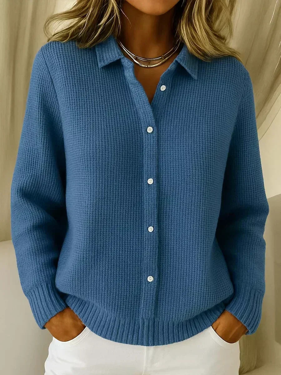 Colletta - Collared Button Front Knit Cardigan Everyday Layering — view 3 of 4