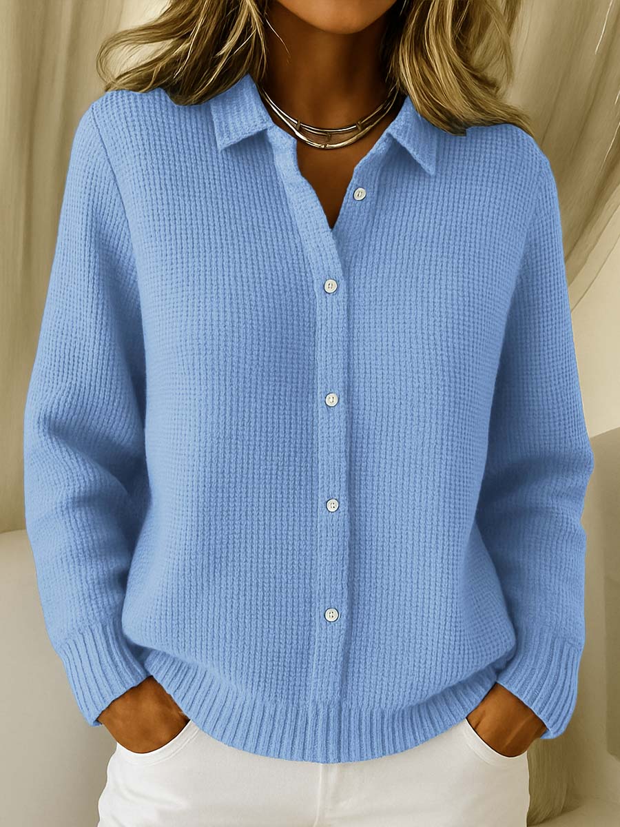 Colletta - Collared Button Front Knit Cardigan Everyday Layering — view 4 of 4
