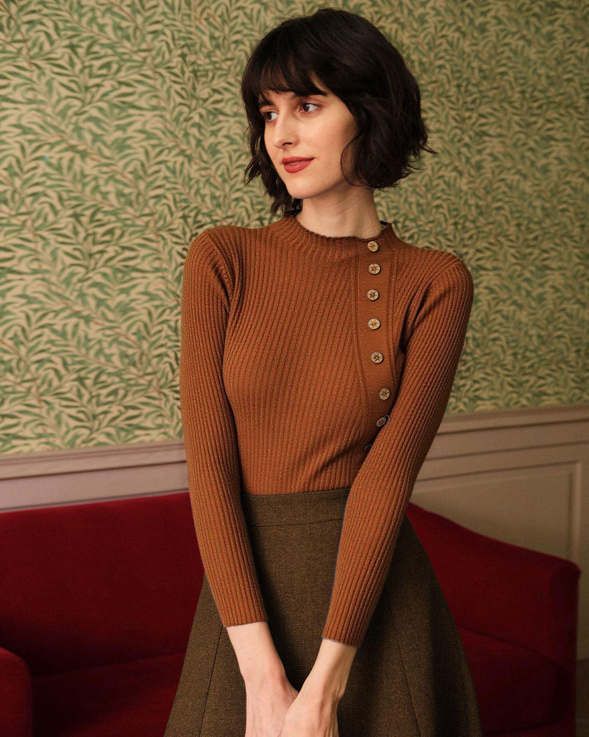Cordessa - Ribbed Mock Neck Knit Tee — view 5 of 8