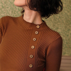 Cordessa - Ribbed Mock Neck Knit Tee — view 6 of 8