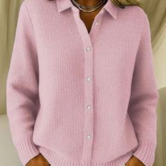 Corentine - Ribbed Knit Collared Cardigan Everyday Layering