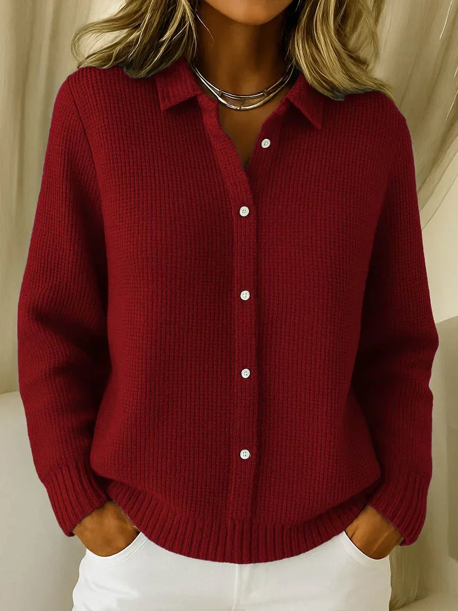 Corentine - Ribbed Knit Collared Cardigan Everyday Layering — view 2 of 4