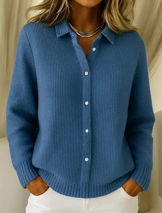 Corentine - Ribbed Knit Collared Cardigan Everyday Layering — view 3 of 4