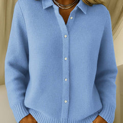 Corentine - Ribbed Knit Collared Cardigan Everyday Layering — view 4 of 4