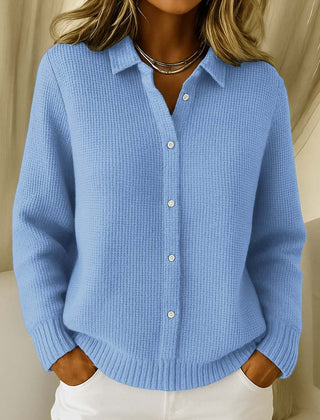 Corentine - Ribbed Knit Collared Cardigan Everyday Layering — view 4 of 4