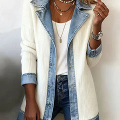 Coretta - Knit Denim Style Jacket Casual Layering