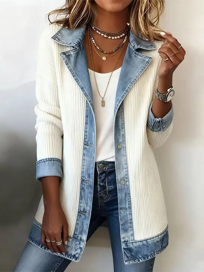 Coretta - Knit Denim Style Jacket Casual Layering