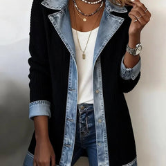 Coretta - Knit Denim Style Jacket Casual Layering — view 2 of 6