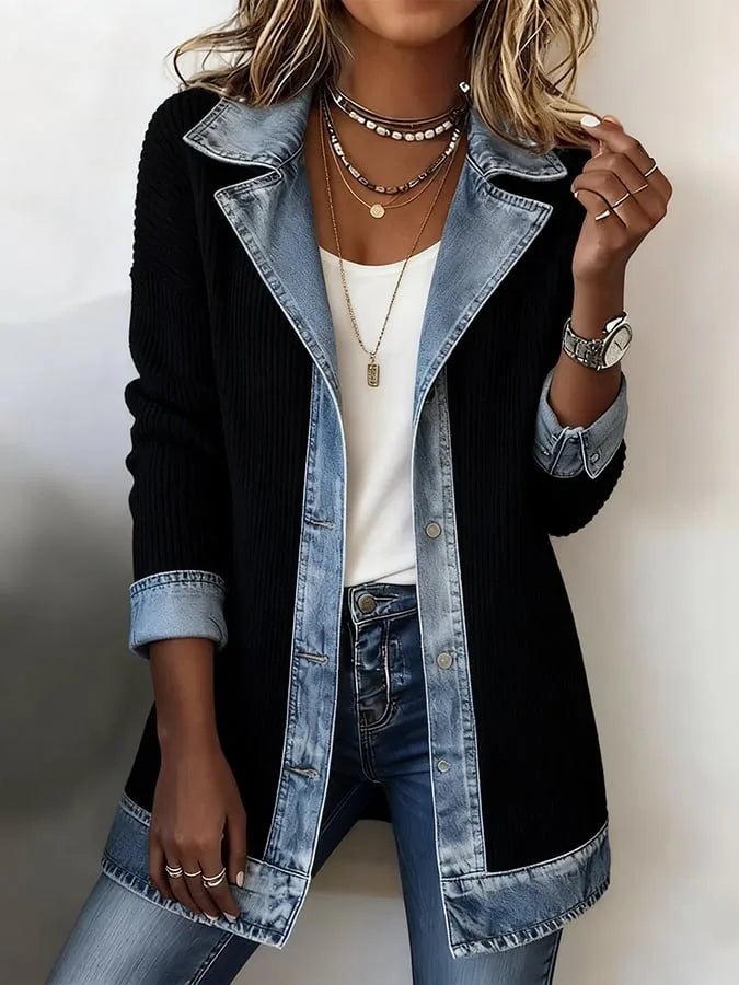 Coretta - Knit Denim Style Jacket Casual Layering — view 2 of 6