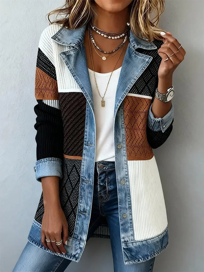 Coretta - Knit Denim Style Jacket Casual Layering — view 3 of 6