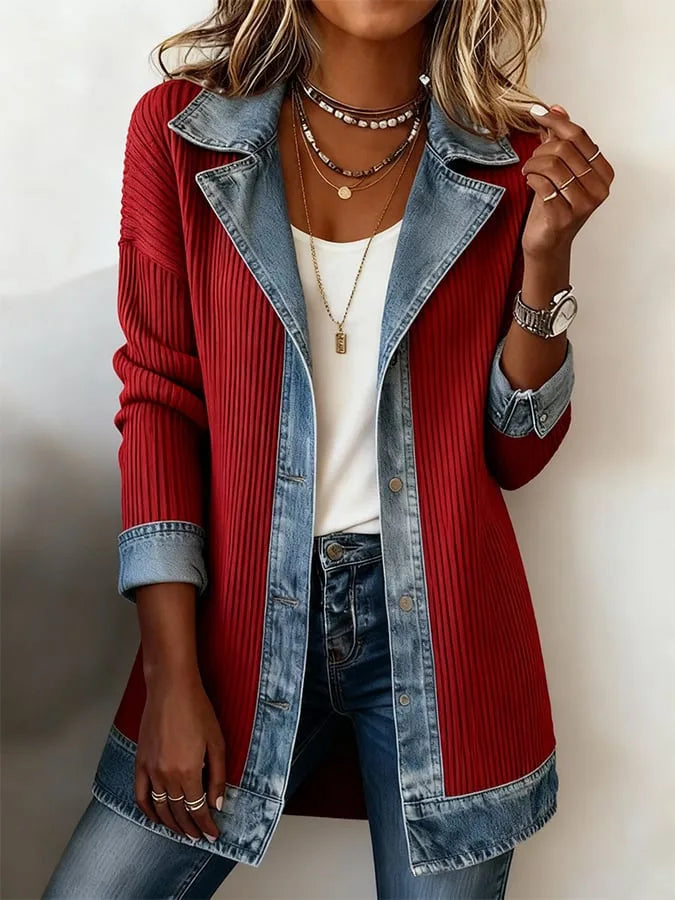 Coretta - Knit Denim Style Jacket Casual Layering — view 4 of 6
