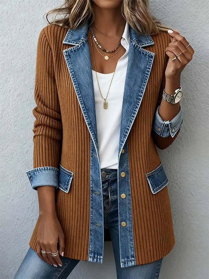 Coretta - Knit Denim Style Jacket Casual Layering — view 5 of 6