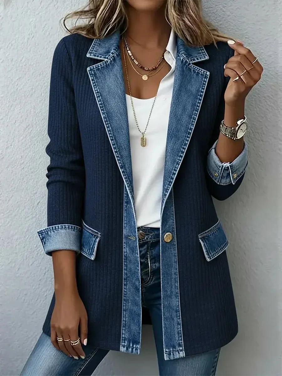Coretta - Knit Denim Style Jacket Casual Layering — view 6 of 6