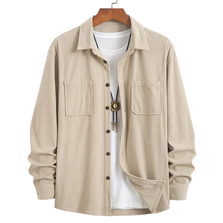 Corvale - Corduroy Button-Front Shirt Casual Everyday Wear