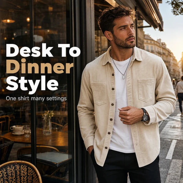 Corvale - Corduroy Button-Front Shirt Casual Everyday Wear — view 8 of 9