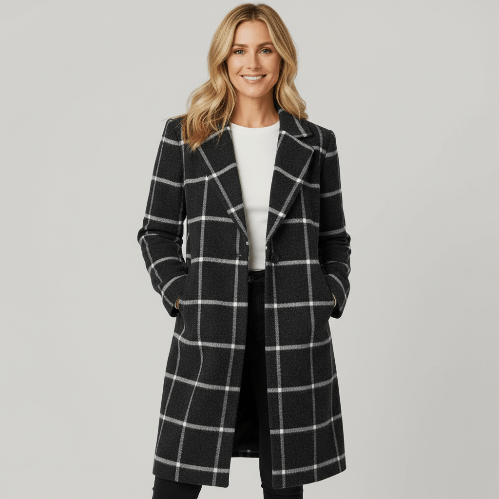 Corveline - Plaid Winter Trench Coat Daytime Evening Wear — view 2 of 10