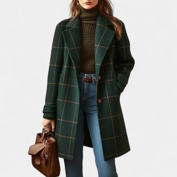 Corveline - Plaid Winter Trench Coat Daytime Evening Wear — view 3 of 10